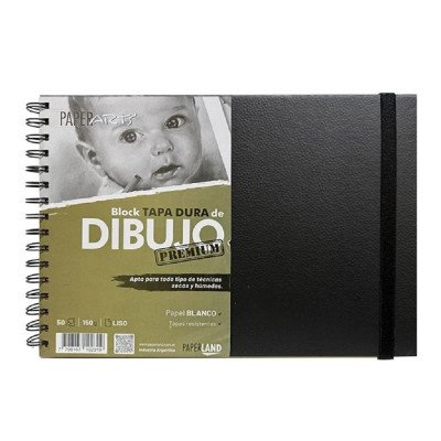 Block de Dibujo Premium A5 papel Natural Liso de 142 gramos x50 hojas tapas duras Paperland