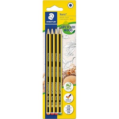 Lápices de grafito Noris blíster x4 unidades: 2B, 2HB, 2H Staedtler