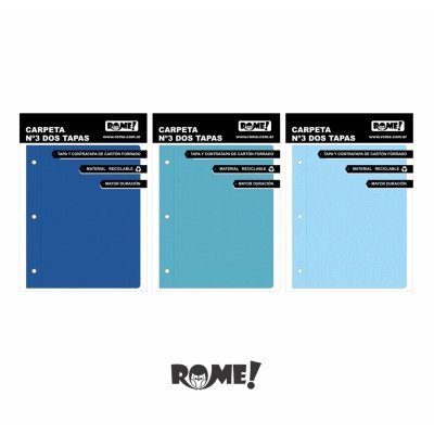 Carpeta N°3 cartone tonos azules dos tapas  Rome