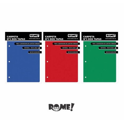 Carpeta N°3 cartone colores clásicos dos tapas Rome