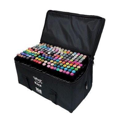 Marcadores artísticos al alcohol doble punta Black en valija de tela x168 colores Talbot