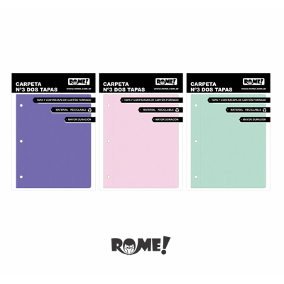 Carpeta N°3 cartone colores pastel dos tapas Rome