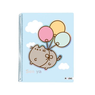 Cuaderno con espiral A4 tapa flexible Pusheen II x 80 hojas cuadriculado Mooving