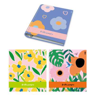 Carpeta 3 anillos de 40 mm cartone Flora Onix