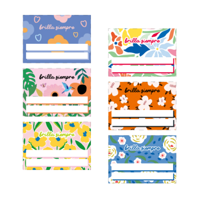 Etiquetas adhesivas Flora blíster x12 unidades Onix