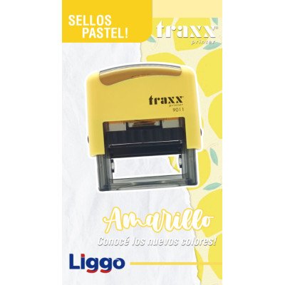 Sello automático 9011 de 38x14 mm amarillo pastel Traxx