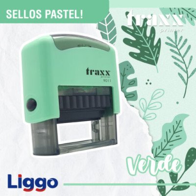Sello automático 9011 de 38x14 mm verde pastel Traxx