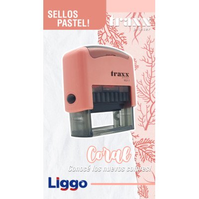 Sello automático 9011 de 38x14 mm coral pastel Traxx
