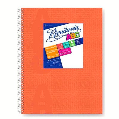 Cuaderno ABC 21x27 cm espiralado Naranja tapa vinílica x60 hojas rayado Rivadavia