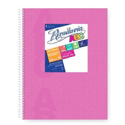 Cuaderno ABC 21x27 cm espiralado Rosa tapa vinílica x60 hojas rayado Rivadavia