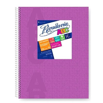 Cuaderno ABC 21x27 cm espiralado Lila tapa vinílica x60 hojas rayado Rivadavia
