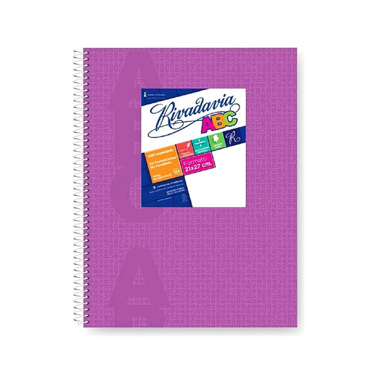 Cuaderno ABC 21x27 cm espiralado Lila tapa vinílica x60 hojas rayado ...