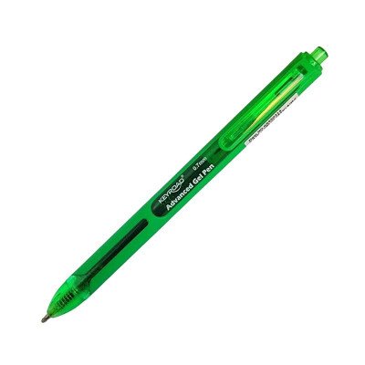 Bolígrafo Gel retráctil 0.7mm verde cuerpo de goma Keyroad