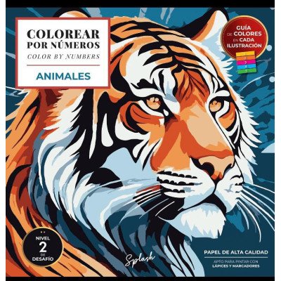 Libro para Pintar Animales por números Editorial Splash