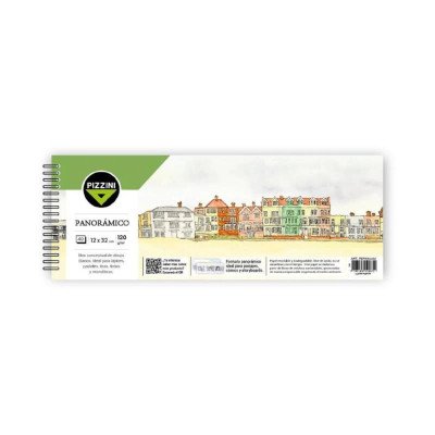 Block de Estudio 12x32 cm de 120 gramos Panorámico espiralado x40 hojas Pizzini