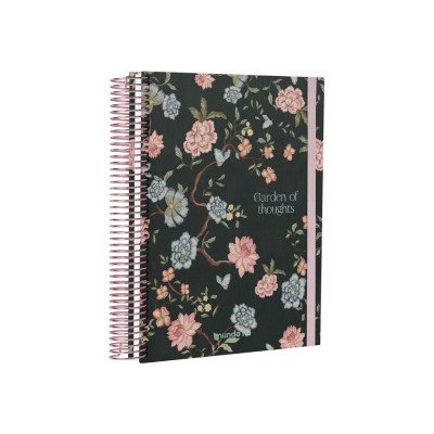 Cuaderno 16x21 cm tapa dura Premium Belle flores x96 hojas con espiral FW