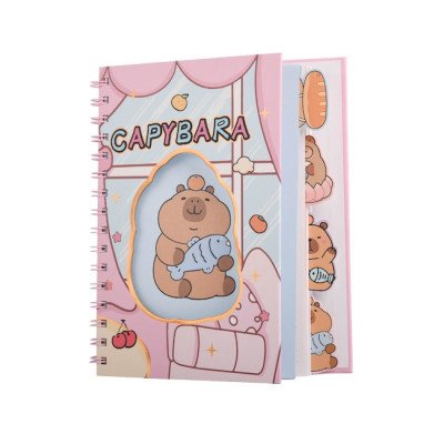 Cuaderno 13x18 cm con índice Happy Bits🍒Capybara x80 hojas rayadas Talbot