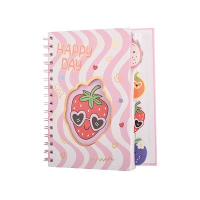 Cuaderno 13x18 cm con índice Happy Bits 🍓 Berry x80 hojas rayadas Talbot
