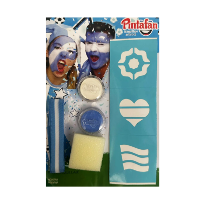 Kit de Maquillajes Fútbol Argentina 2 Aqua con Vincha + Esponja + Stencil Pintafan