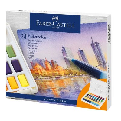 Set de Acuarelas en Pastilla x24 unidades en estuche Faber Castell