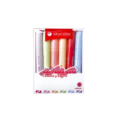 Resaltadores borrables Bold doble punta x 6 colores Skycolor