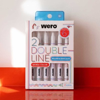 Marcadores 2 Double Line, doble color x6 unidades Wero
