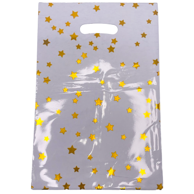 Bolsa metalizada Estrellas blanco de 16,5 x25 cm x10 unidades Low Cost