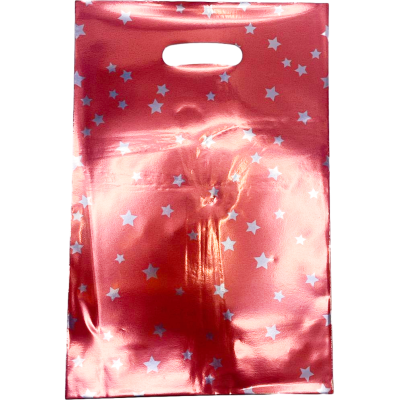Bolsa metalizada Estrellas rojo de 16,5 x25 cm x10 unidades Low Cost
