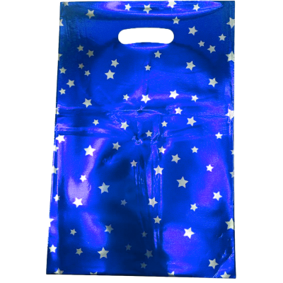 Bolsa metalizada Estrellas azul de 16,5 x25 cm x10 unidades Low Cost