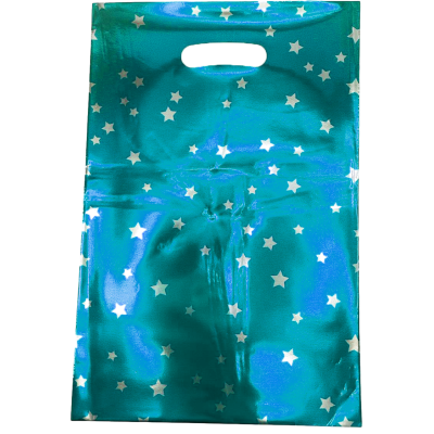 Bolsa metalizada Estrellas celeste de 16,5 x25 cm x10 unidades Low Cost