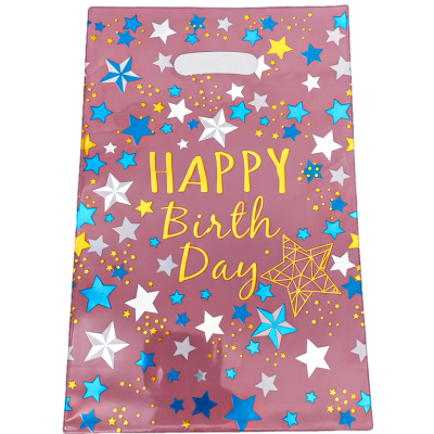 Bolsa metalizada Happy Birthday cobre de 16,5 x25 cm x10 unidades Low Cost
