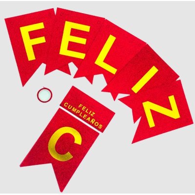 Banderín Feliz Cumpleaños rojo gibreado Low Cost