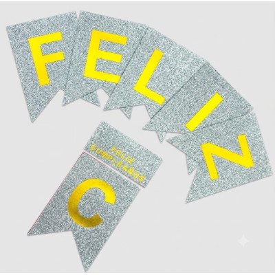 Banderín Feliz Cumpleaños plateado gibreado Low Cost