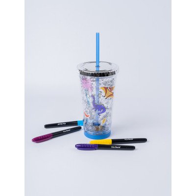 Kit de coloreo + vaso Tumbler Roar Fun World FW
