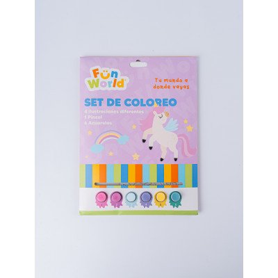 Set de coloreo con acuarelas Rainbow Fun World FW