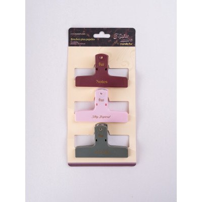 Aprieta papeles plásticos x3 colores Malbec FW