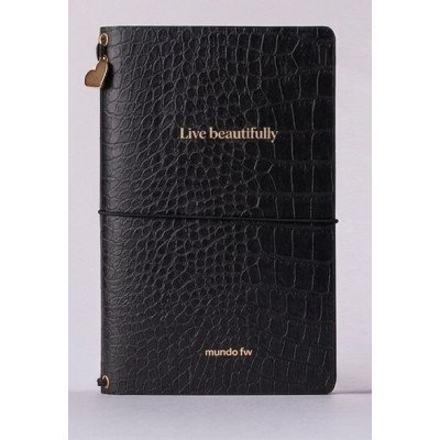 Cuaderno Pu Midori Croco noir con 3 cuadernos x32 hojas cada uno Malbec FW