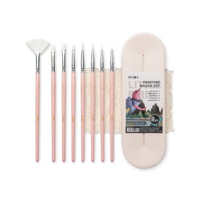 Set de pinceles sintéticos Little Bird Formas Mixtas Rosa x8 unidades Himi