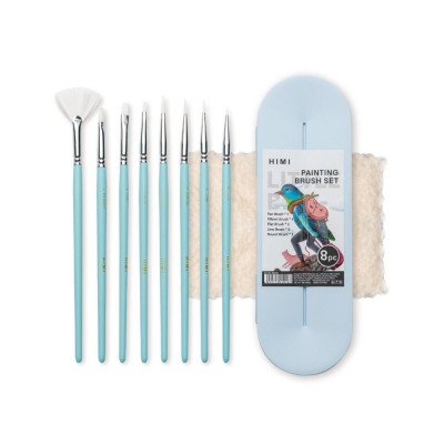 Set de pinceles sintéticos Little Bird Formas Mixtas Celeste x8 unidades Himi