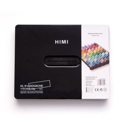 Set de Gouache de 112 colores potes x12 gramos estuche Negro Himi