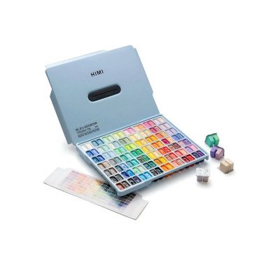 Set de Gouache de 112 colores potes x12 gramos estuche Azul Himi