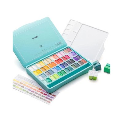 Set de Gouache de 48 colores potes x12 gramos estuche Verde Himi