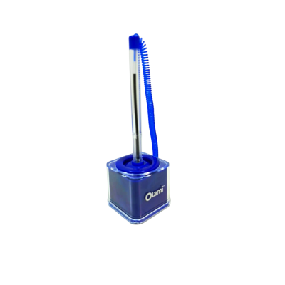Bolígrafo de mostrador BM-101 base cuadrada tinta azul con cordón Olami