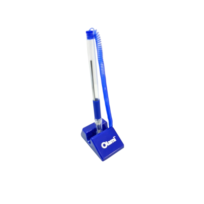 Bolígrafo de mostrador BM-505 base rectangular tinta azul con cordón Olami