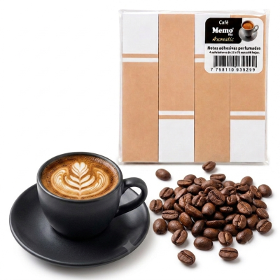 Notas adhesivas 25x74 mm perfumadas Café blíster 4 blocks x60 hojas Memo Fix