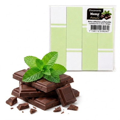 Notas adhesivas 25x74 mm perfumadas Chocomenta blíster 4 blocks x60 hojas Memo Fix