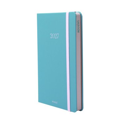 Agenda 15x21 cm semanal Notes velvet aqua encuadernada Mooving