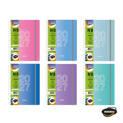 Agenda N°8 semanal Perlado interior de color Rideo