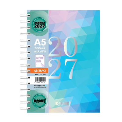 Agenda A5 semanal Abstract interior color con espiral Rome