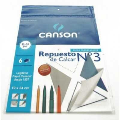 Repuesto Nº 3 calcar x 6 hojas Canson